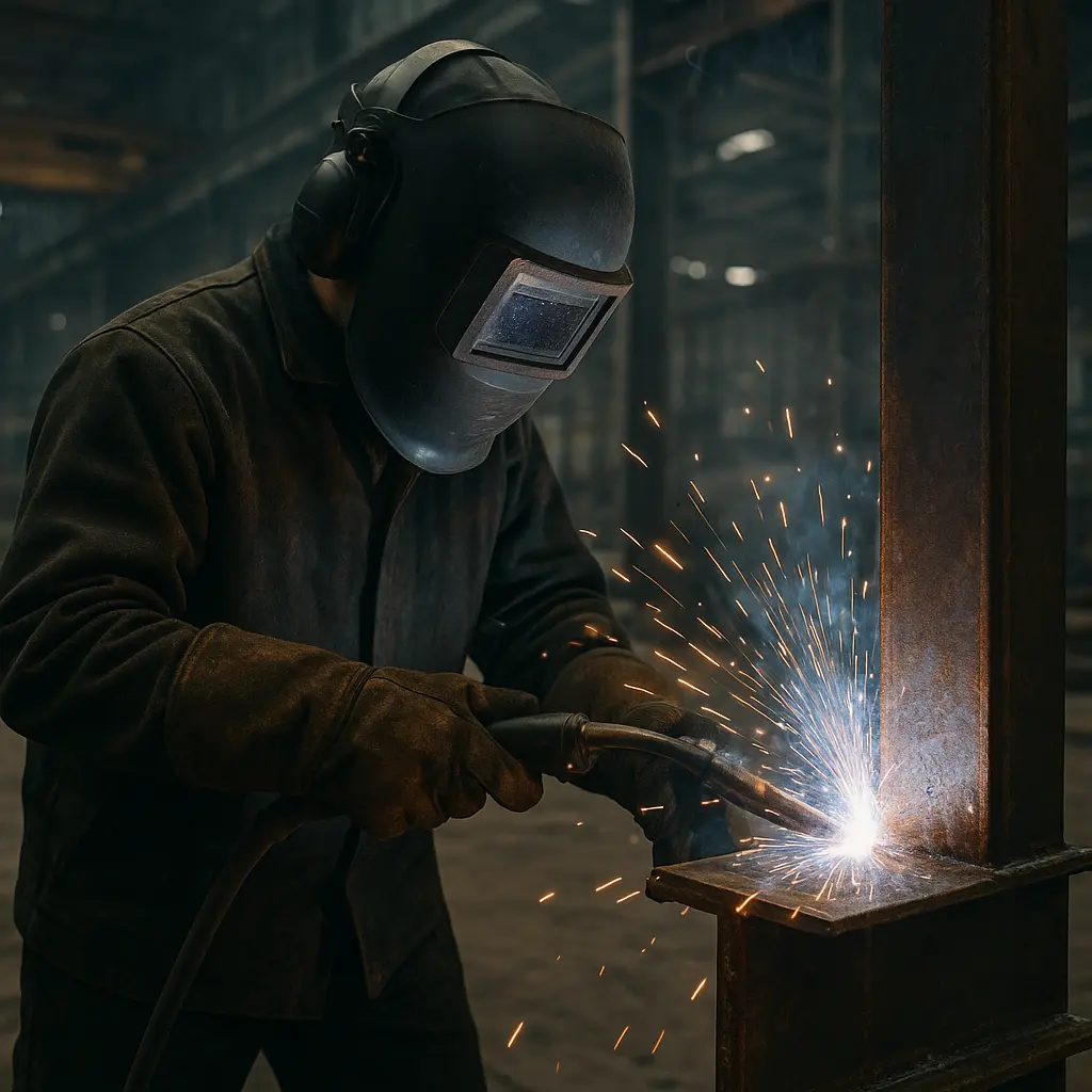 Welder working on structural steel
